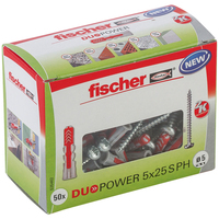 fischer DuoPower 5x25 S PH 2K 535462 Dübel mit Schrauben à 5 mm x 25 mm, 50 St. fischer DuoPower 5x25 S PH 2K 535462 Dübel mit Schrauben à 5 mm x 25 mm, 50 St.