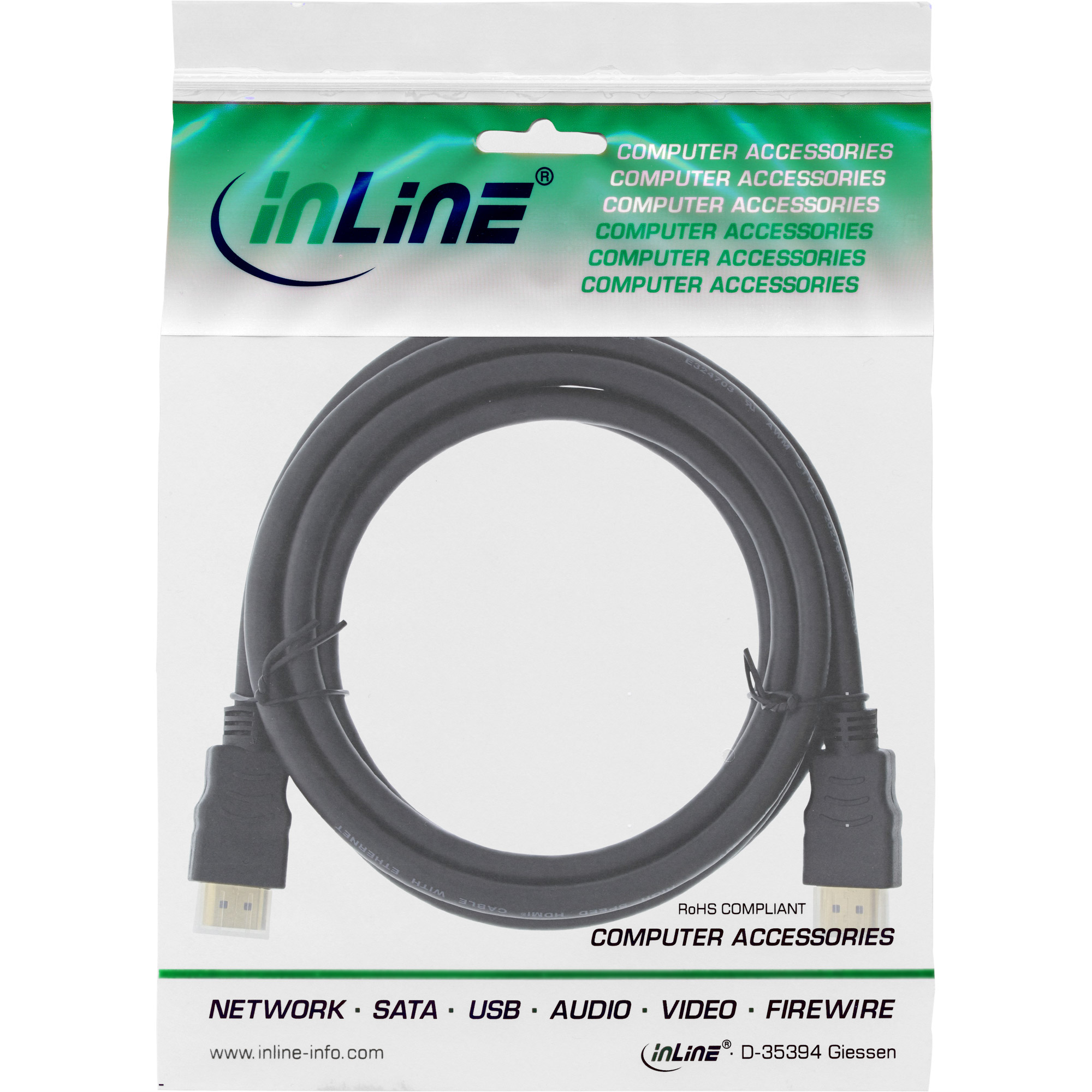 INLINE INLINE HDMI HighSpeed Kabel PREMIUM 3m St/St mit Ethernet, abwaertskompatibel, vergoldete Kontakte, 4K 3D Unterstuetzung INLINE INLINE HDMI HighSpeed Kabel PREMIUM 3m St/St mit Ethernet, abwaertskompatibel, vergoldete Kontakte, 4K 3D Unterstuetzung