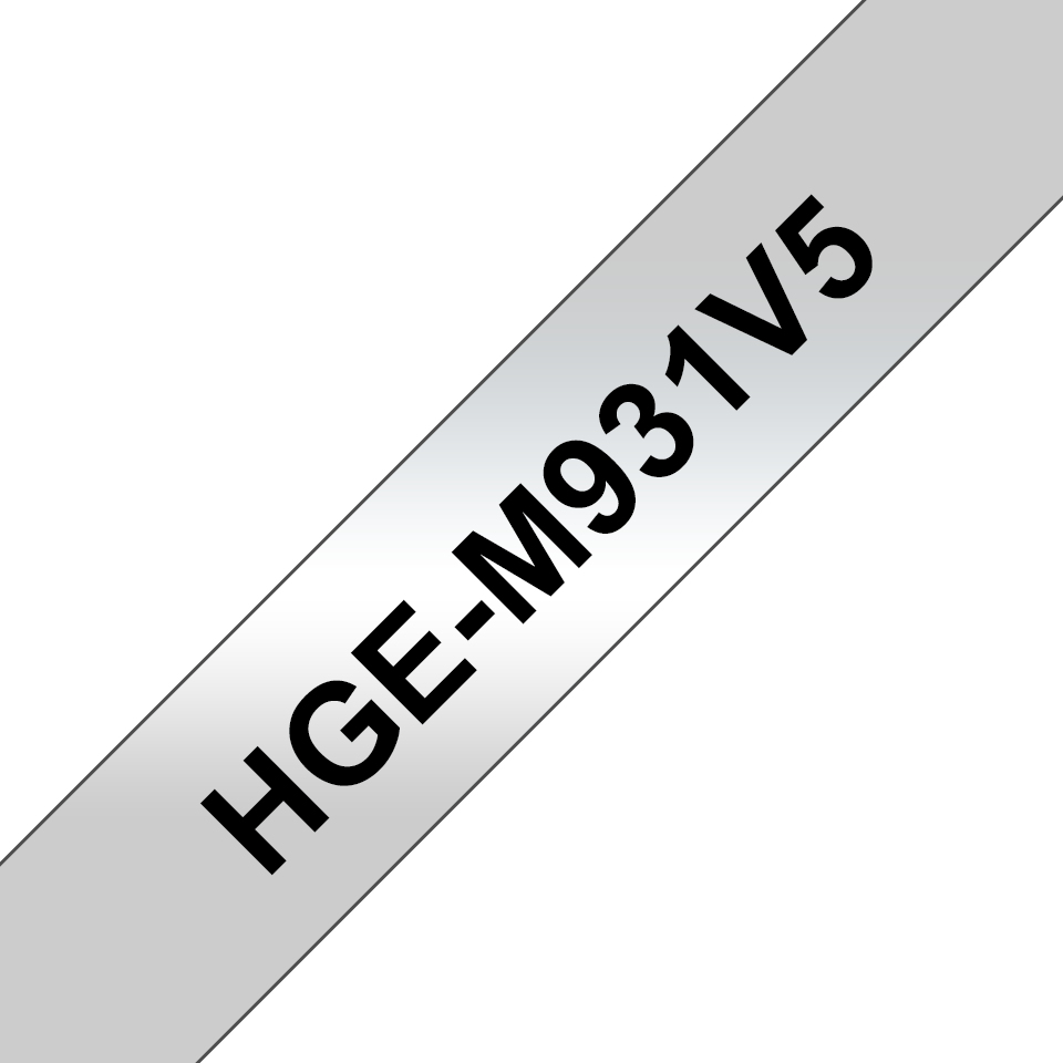 BROTHER HGEM931V5 5x tape cassette 12mmx8m silber matt black laminate for Ptouch P500PC 9700PC 9800PCN RL700S PK OF 5