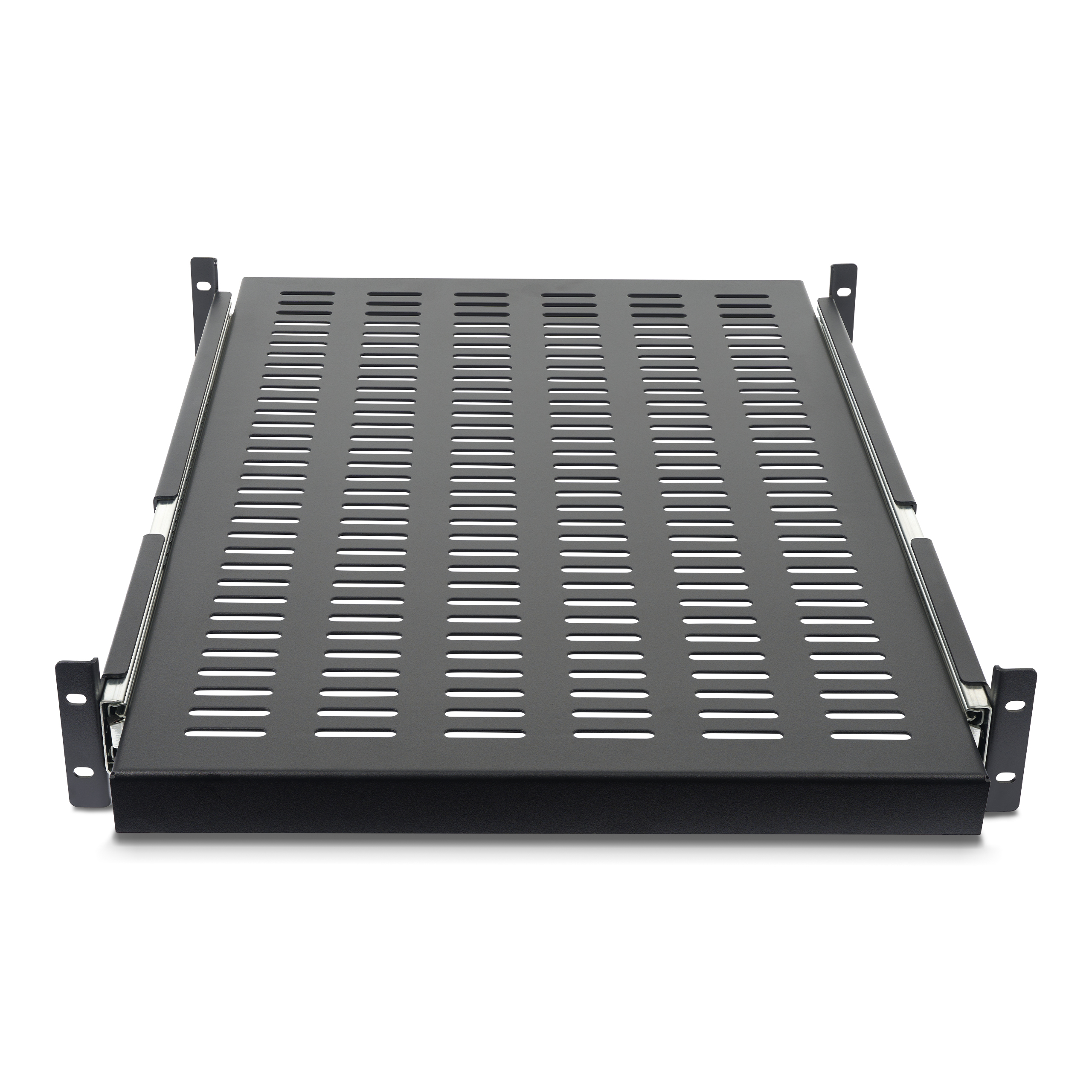 STARTECHCOM 2HE ausziehbarer RackFachboden belUeftet 227kg 19 Zoll Serverschrank RackShelf Schwarz