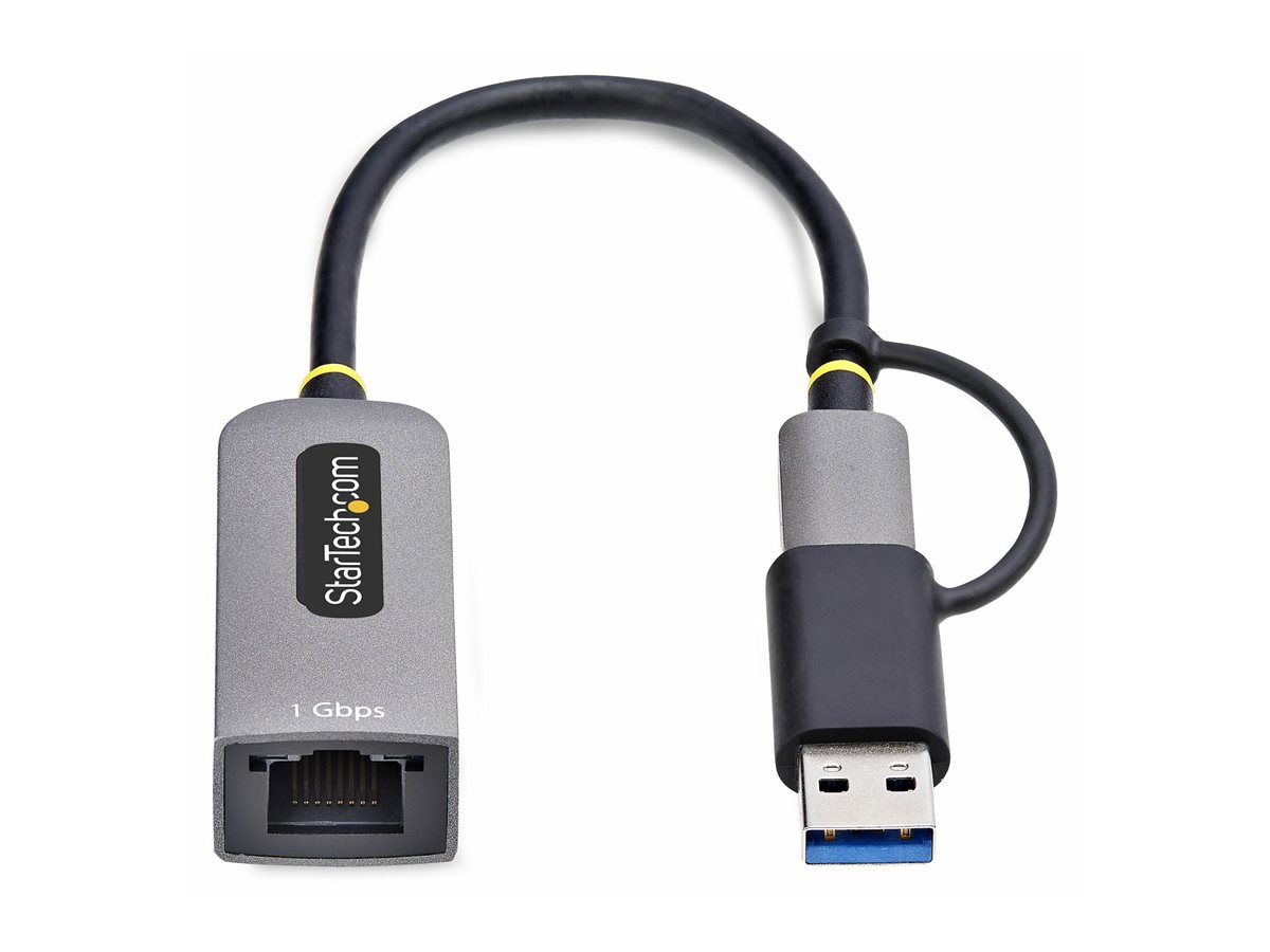 STARTECH.COM USB-C Ethernet Adapter mit USB-A Dongle 10/100/1000Mbps USB Gigabit Adapter 15cm Kabel USB Ethernet Adapter