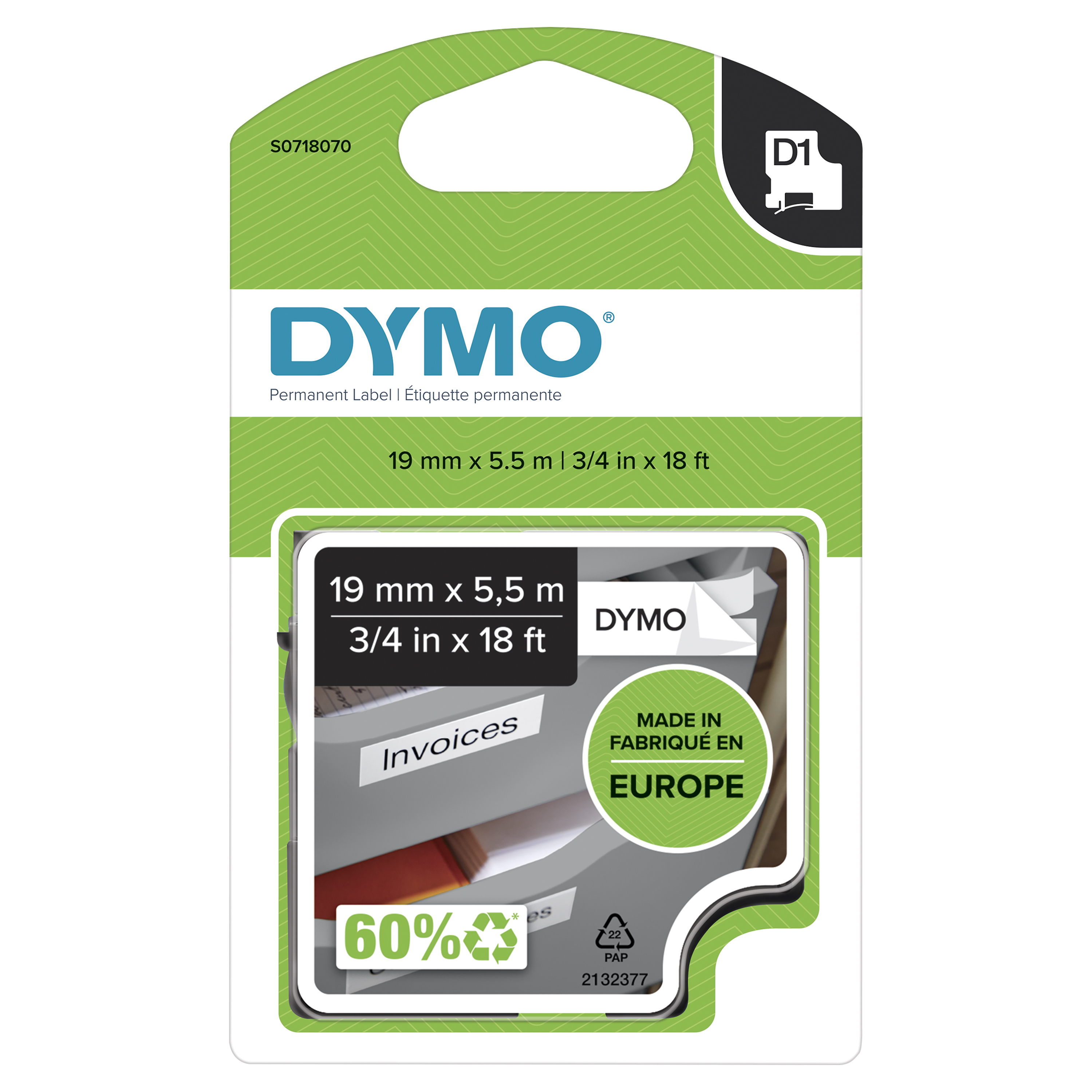 Dymo D1 19 mm schwarz auf weiß