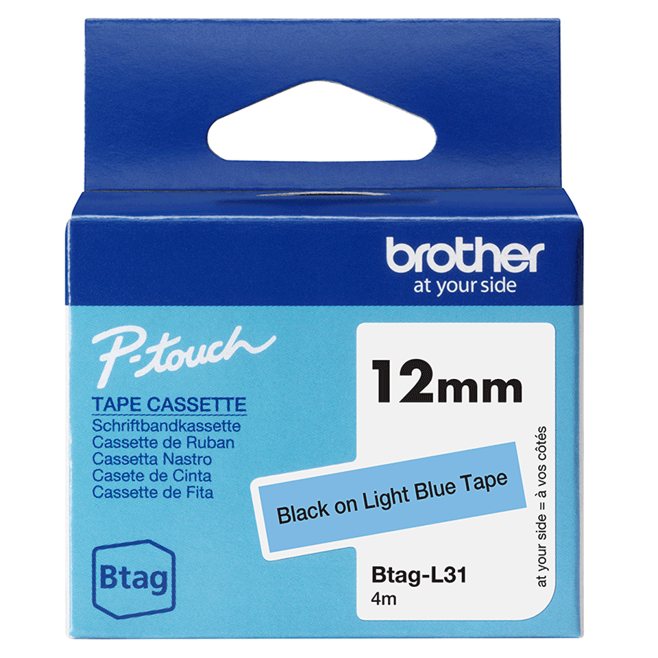 brother Schriftband Btag BTAGL31, 12 mm, schwarz auf blau, 1 St