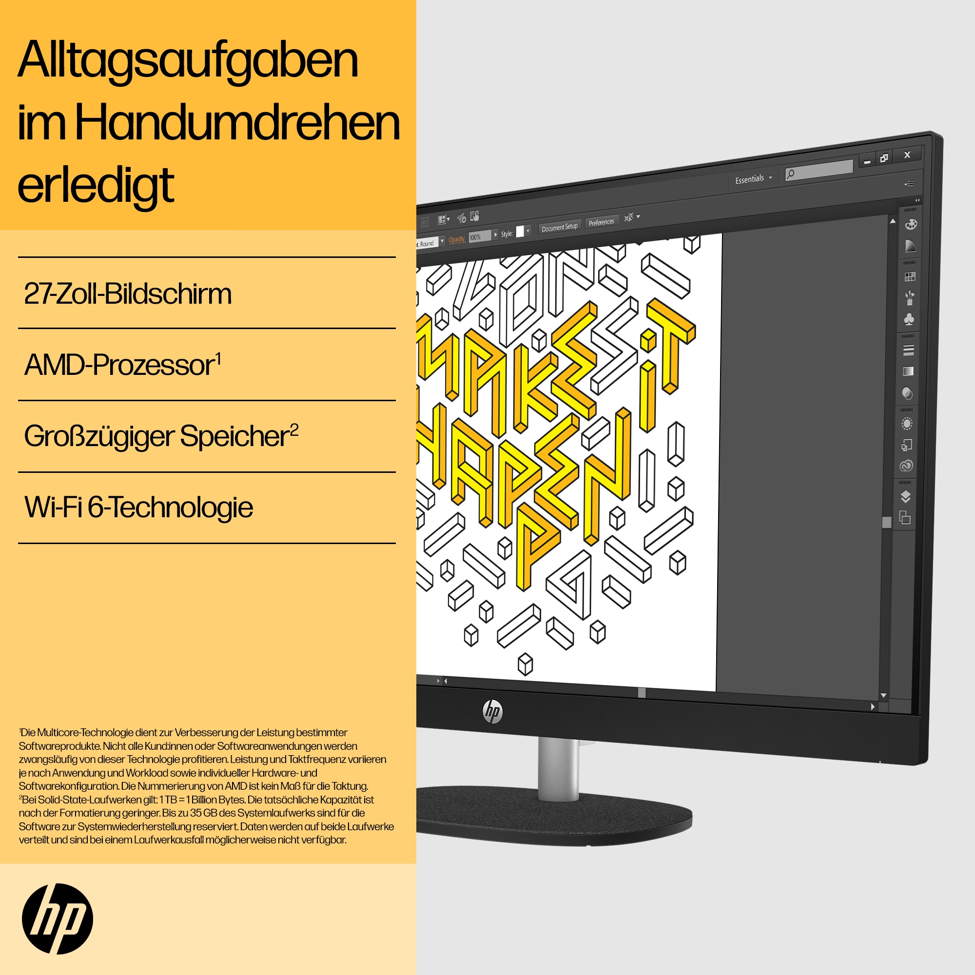 HP 27cr0006ng AllinOne PC, 16 GB RAM, 1 TB SSD, AMD Ryzen7 7730U