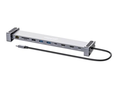 MANHATTAN USB-C PD 10-in-1 Dual Monitor Dockingstation 2xHDMI 4K60Hz 3xUSB-A 1xUSB-C 5Gbit/s USB-C PD 100W SD/MicroSD Gb-RJ45