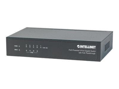 INTELLINET 5-Port PoE+ Gigabit Switch Desktop PoE-Passthrough 4 x PSE PoE-Ports 1 x PD PoE-Port IEEE 802.3at/af Power-over-Ethernet INTELLINET 5-Port PoE+ Gigabit Switch Desktop PoE-Passthrough 4 x PSE PoE-Ports 1 x PD PoE-Port IEEE 802.3at/af Power-over-Ethernet