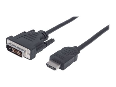 MANHATTAN HDMI / DVI Kabel 1,8m schwarz HDMI 19-Pol Stecker auf DVI-D 24+1 Stecker. vergoldete Kontakte MANHATTAN HDMI / DVI Kabel 1,8m schwarz HDMI 19-Pol Stecker auf DVI-D 24+1 Stecker. vergoldete Kontakte
