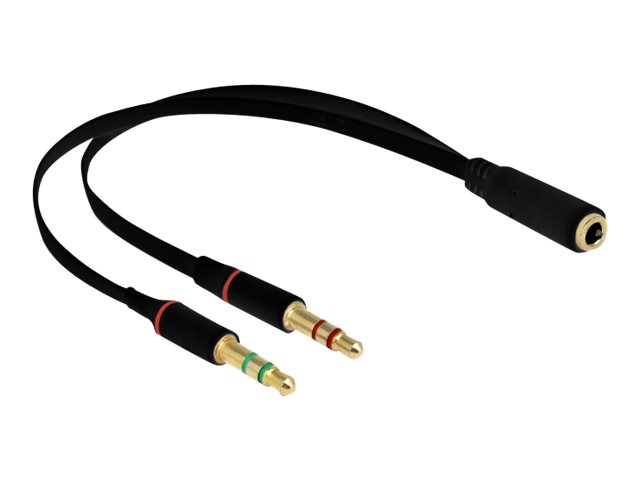 Delock Adapterkabel Klinke Headset 1 x 4 Pin Bu > 2 x 3 Pin St schwarz