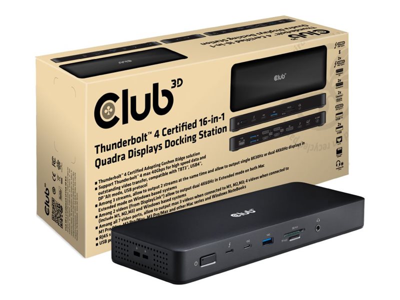 Club3D Thunderbolt4 16in1 Dockingstation 4 Displays StBu