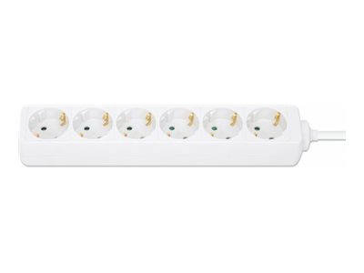 MANHATTAN 6-fach Steckdosenleiste Schutzkontakt Sechs Typ F-Steckdosen integriertes 2 m Stromkabel mit Typ F-Stecker 16 A weiss