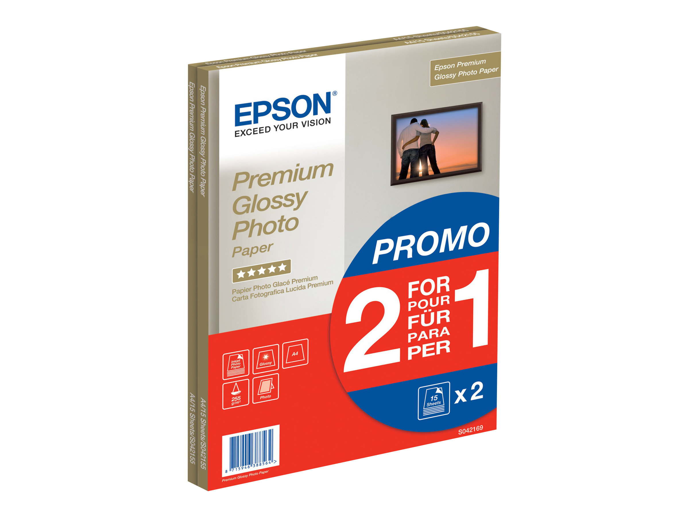 EPSON Fotopapier S042169 DIN A4 glÃ¤nzend 255 g/qm 2x 15 Blatt