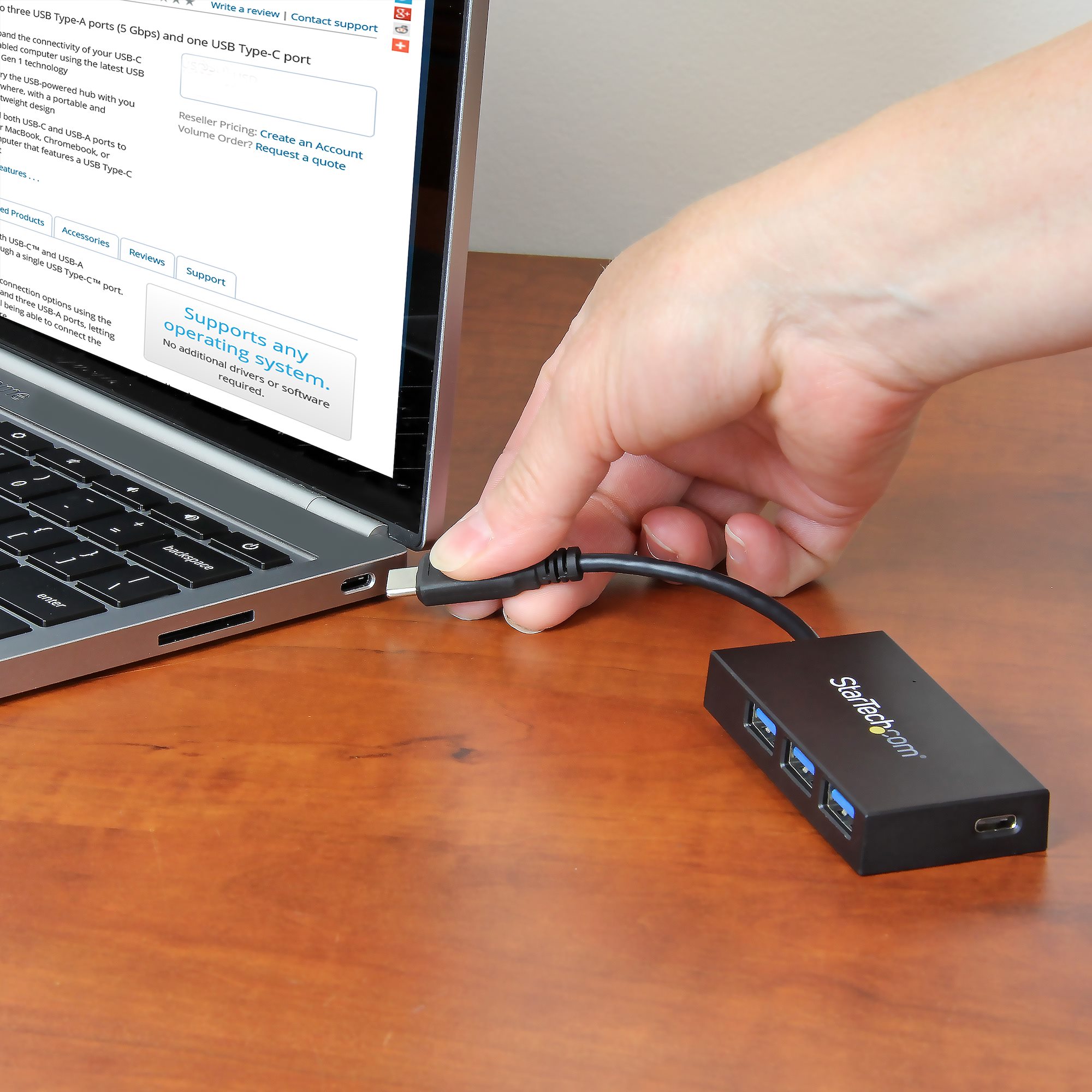 STARTECHCOM HB30C3A1CFB 4Port USB 30 Hub USBC to 1x USBC and 3x USBA