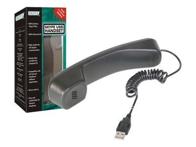 DIGITUS Telefon Hoerer USB fuer Skype MSN ICQ X-lite Dialpad MediaRing Net2phone etc. schwarz