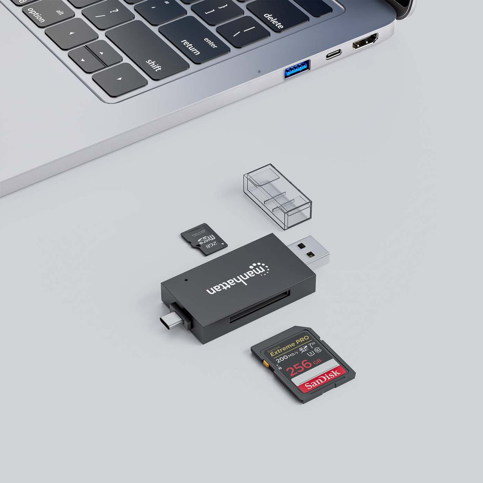 Manhattan SmartCard-Leser USB 3.2 Gen 1 Typ-C/-A microSD SD/MMC