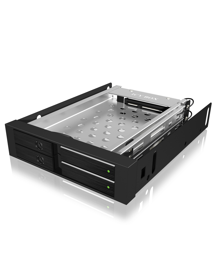 Wechselrahmen 2xSATA 25 zu 2xSATA Host traegerlos fuer 35 Schacht ICY BOX