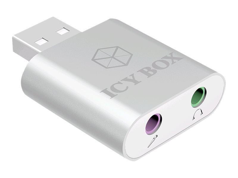 ICY BOX IB-AC527 Audio Adapter USB zu Mikrofon und Kopfhoerer Anschluss ICY BOX IB-AC527 Audio Adapter USB zu Mikrofon und Kopfhoerer Anschluss