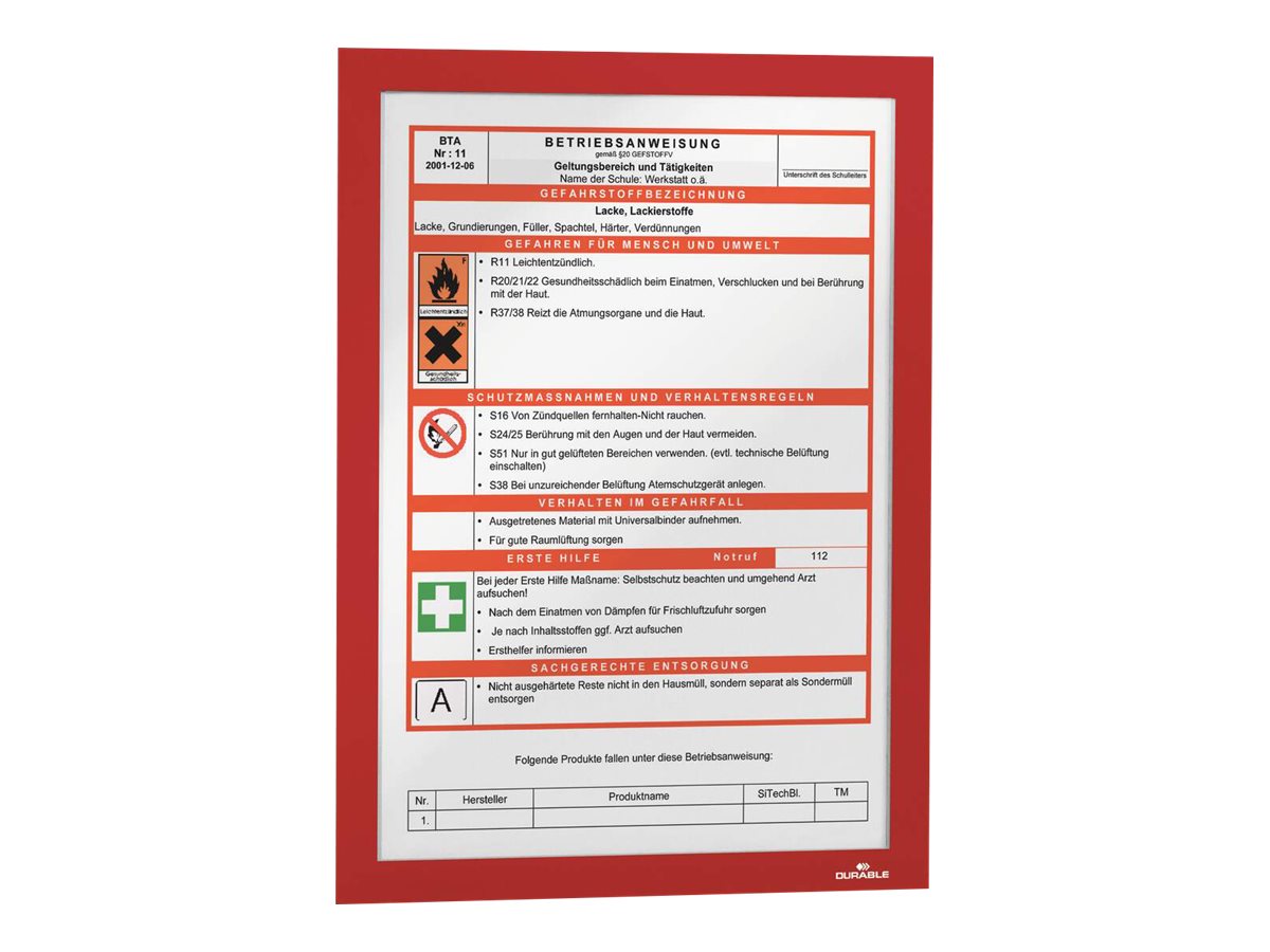 DURABLE Magnetrahmen selbstklebend DURAFRAME® rot A4, 2 St. DURABLE Magnetrahmen selbstklebend DURAFRAME® rot A4, 2 St.