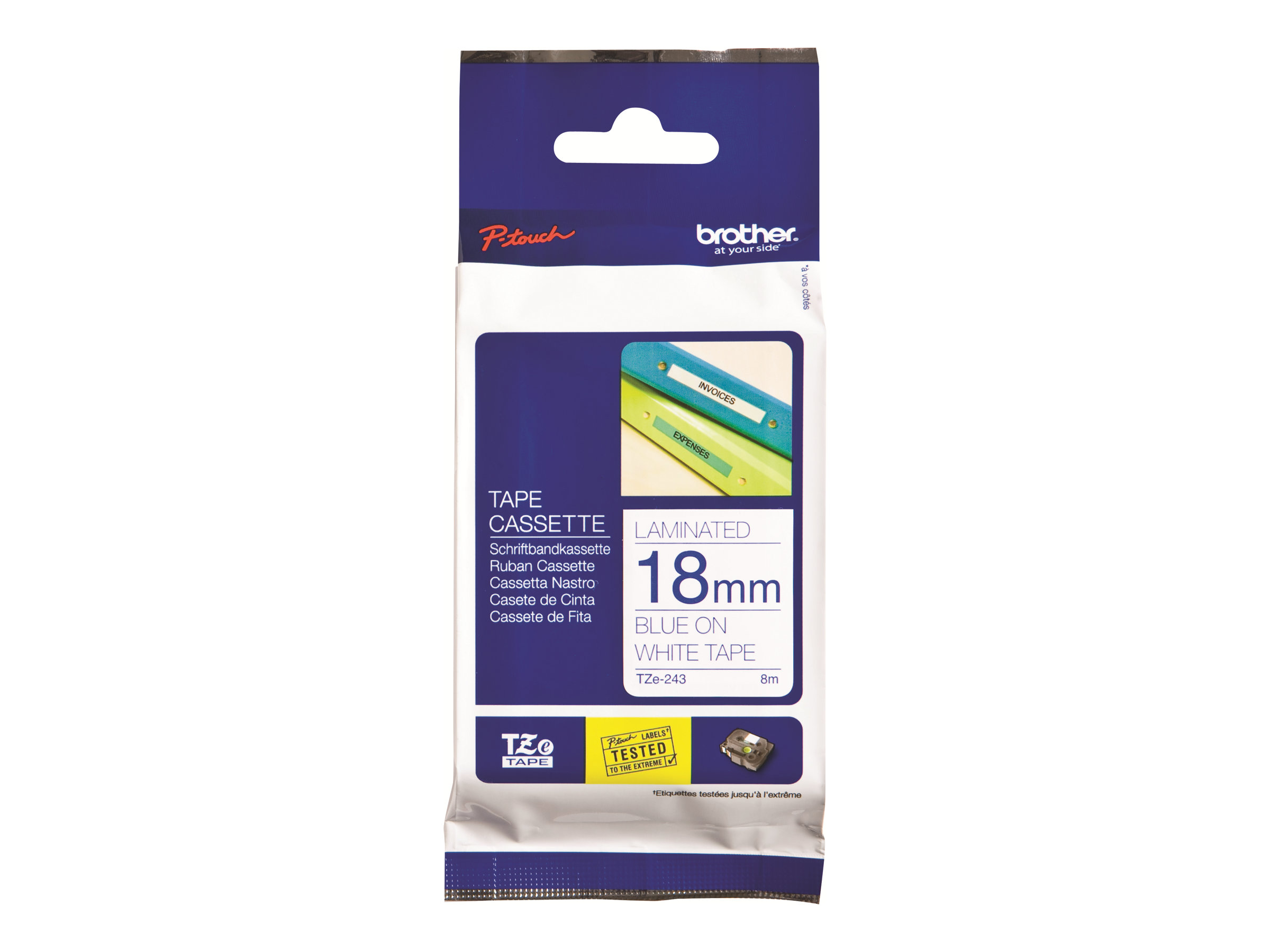 TZE243 BROTHER PT Schriftband 18mm weiss