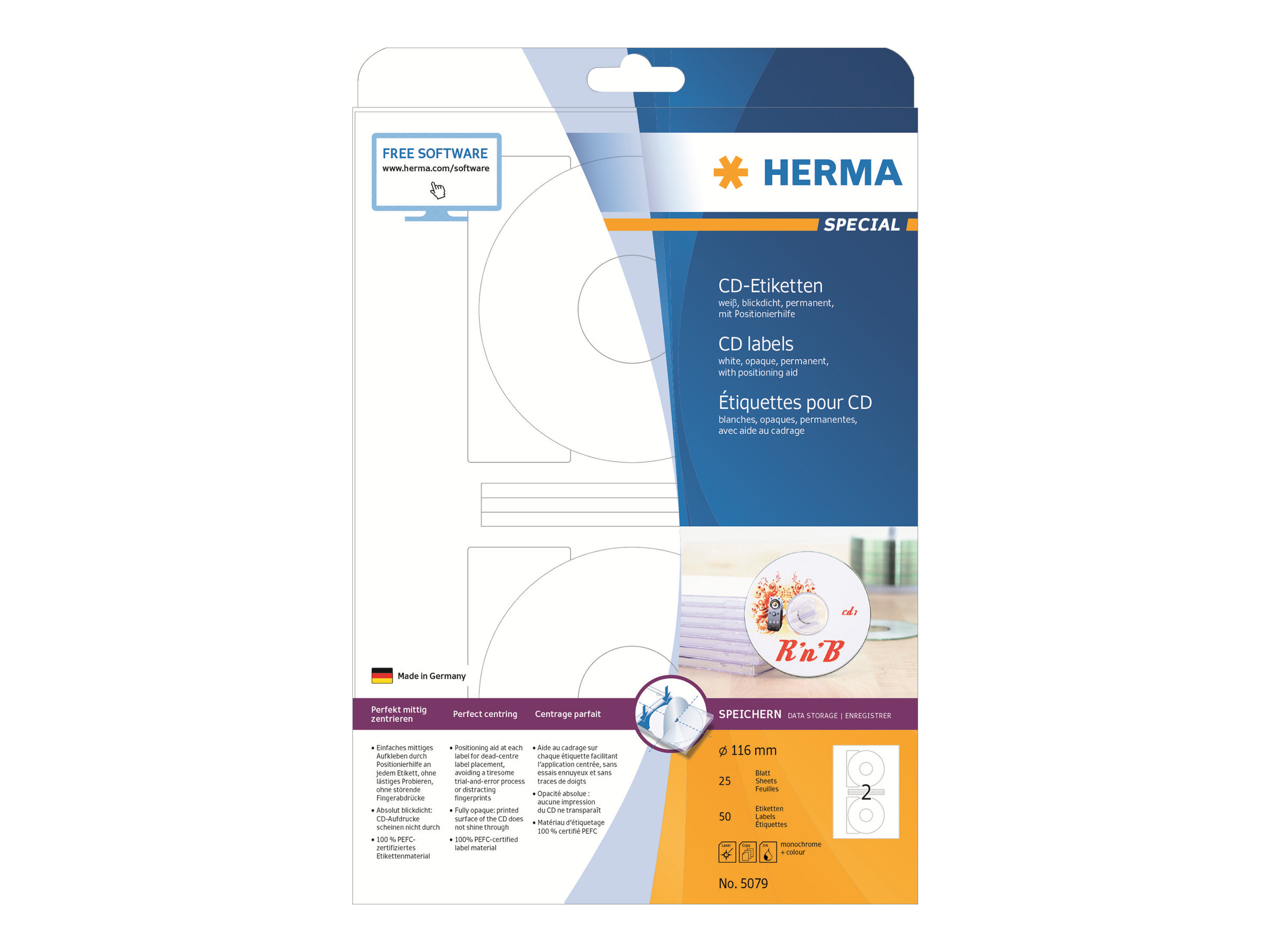 50 HERMA CD-Etiketten 5079 weiss 50 HERMA CD-Etiketten 5079 weiss