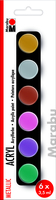 6 Marabu Metallic Acrylfarben farbsortiert