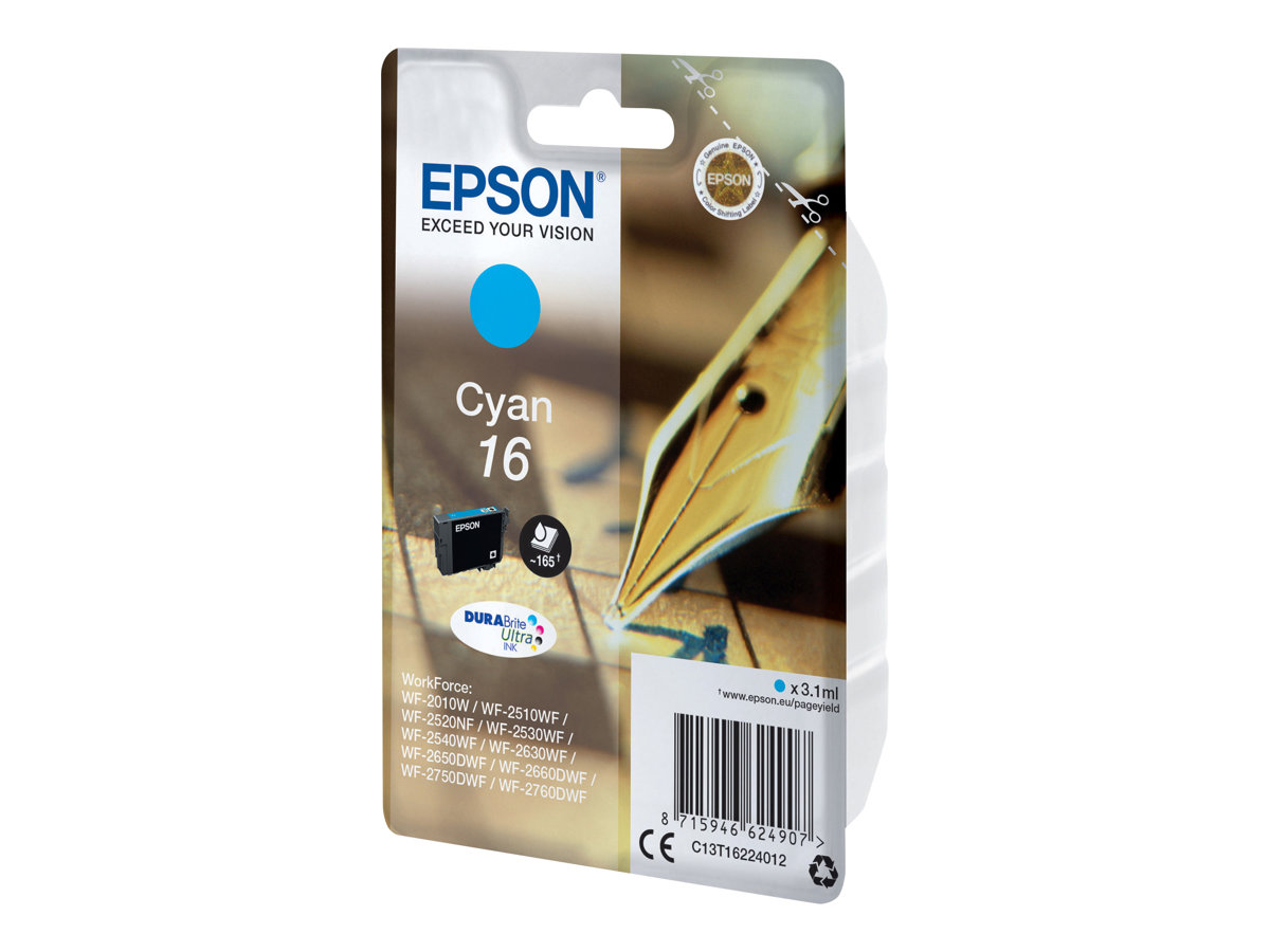 EPSON 1LB 16 ink cartridge cyan standard capacity 3.1ml 165 pages 1-pack blister without alarm EPSON 1LB 16 ink cartridge cyan standard capacity 3.1ml 165 pages 1-pack blister without alarm