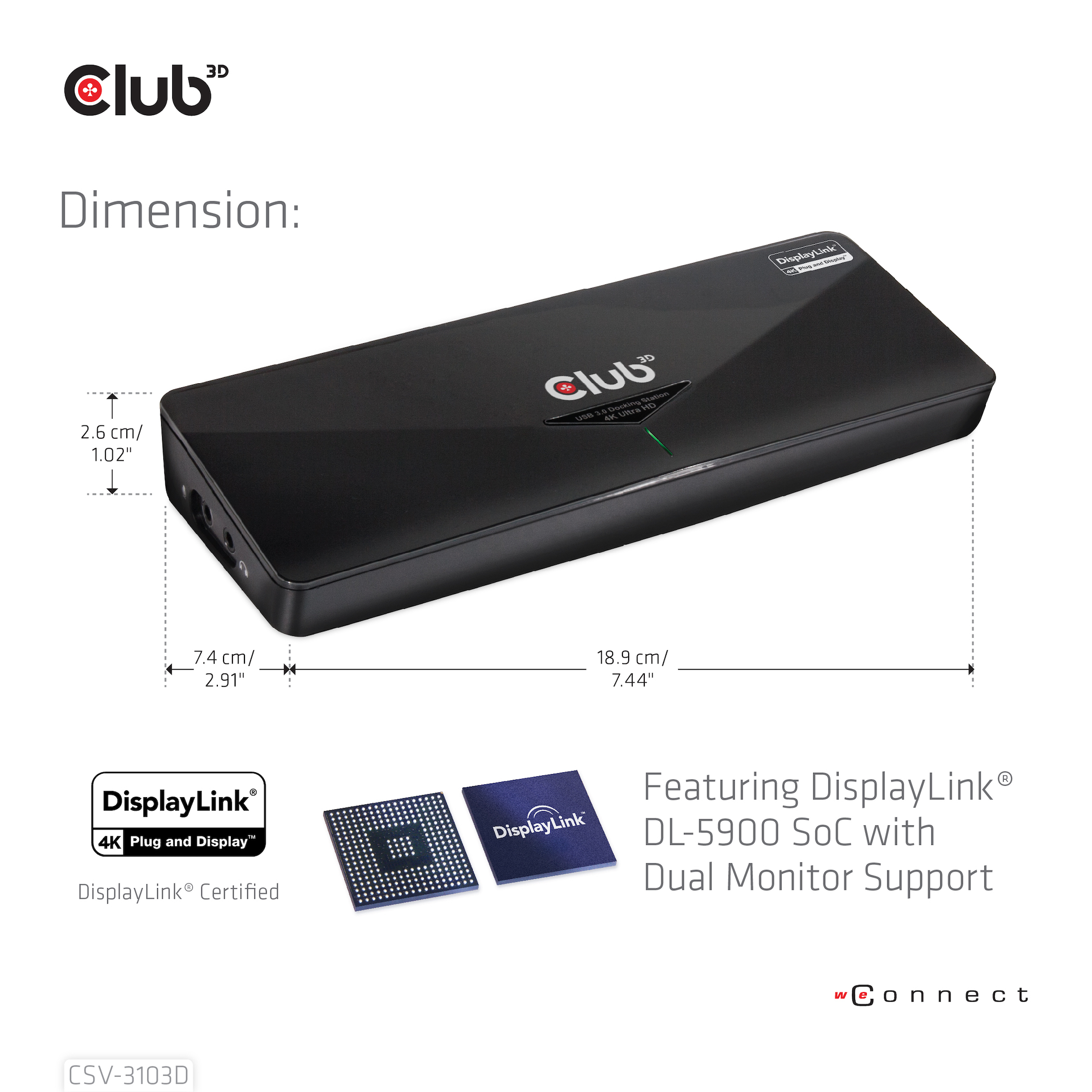 Club3D 4K Dockingstation USB3 3xUSB3HDMIDPDVI black