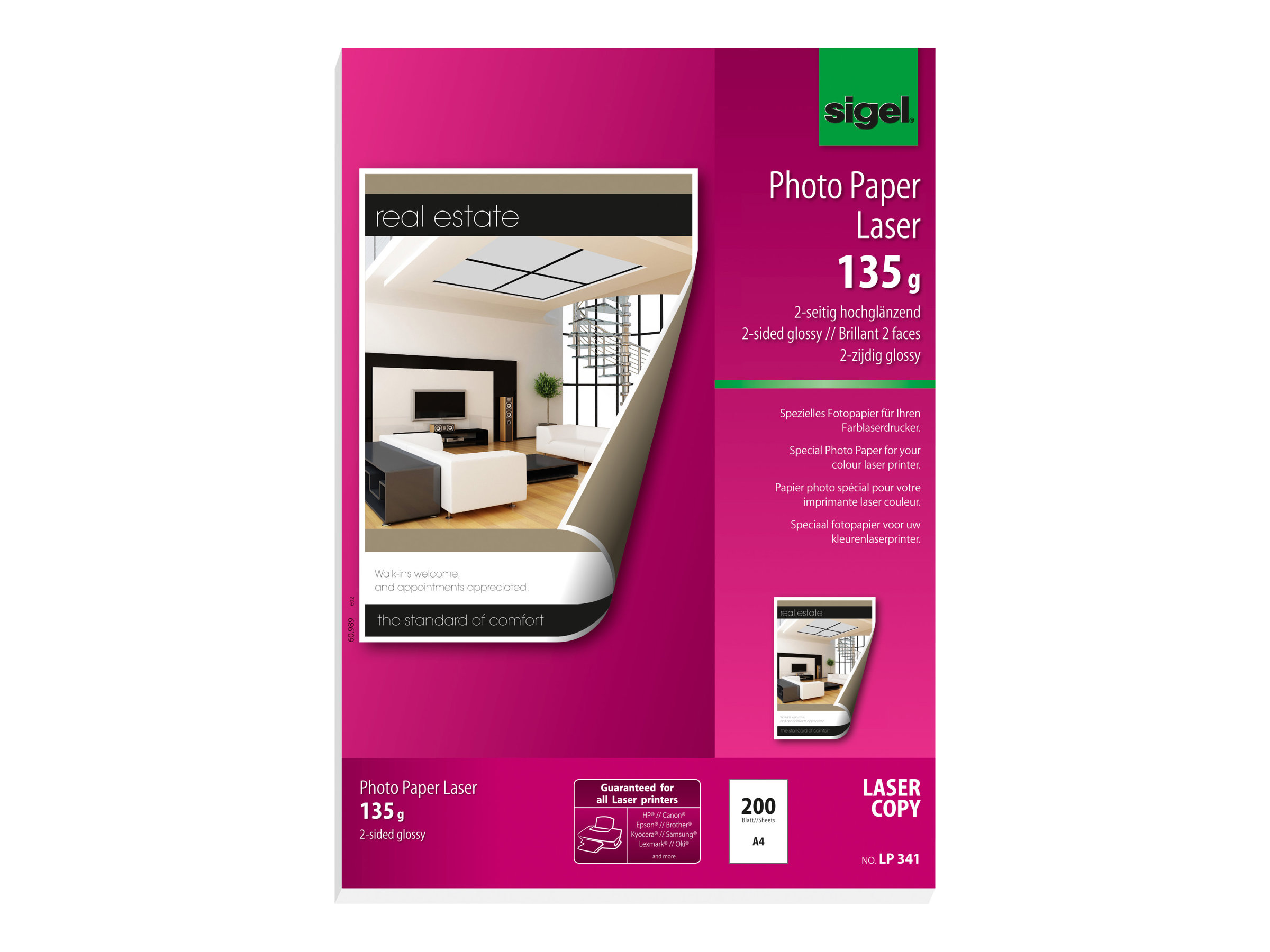 SIGEL Fotopapier LP341 DIN A4 hochglaenzend 135 g/qm 200 Blatt SIGEL Fotopapier LP341 DIN A4 hochglaenzend 135 g/qm 200 Blatt