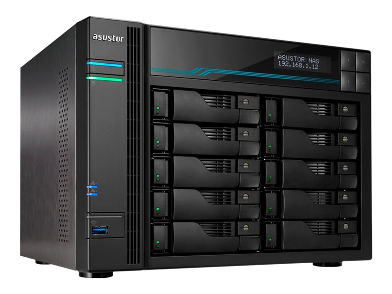 ASUSTOR AS6510T 10 Bay NAS Intel ATOM C3538 8GB DDR4 10GbE x2 25GbE x2 USB 32 Gen1 x2 M2 SSD 228022602242 SATAPCIe SSD x2