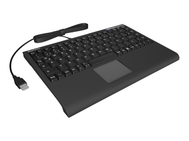 KEYSONIC ACK-540U+ Mini-Tastatur schwarz flacher Bauform Touchpad SoftTouch Funktionstasten USB Plug und Play (UK)