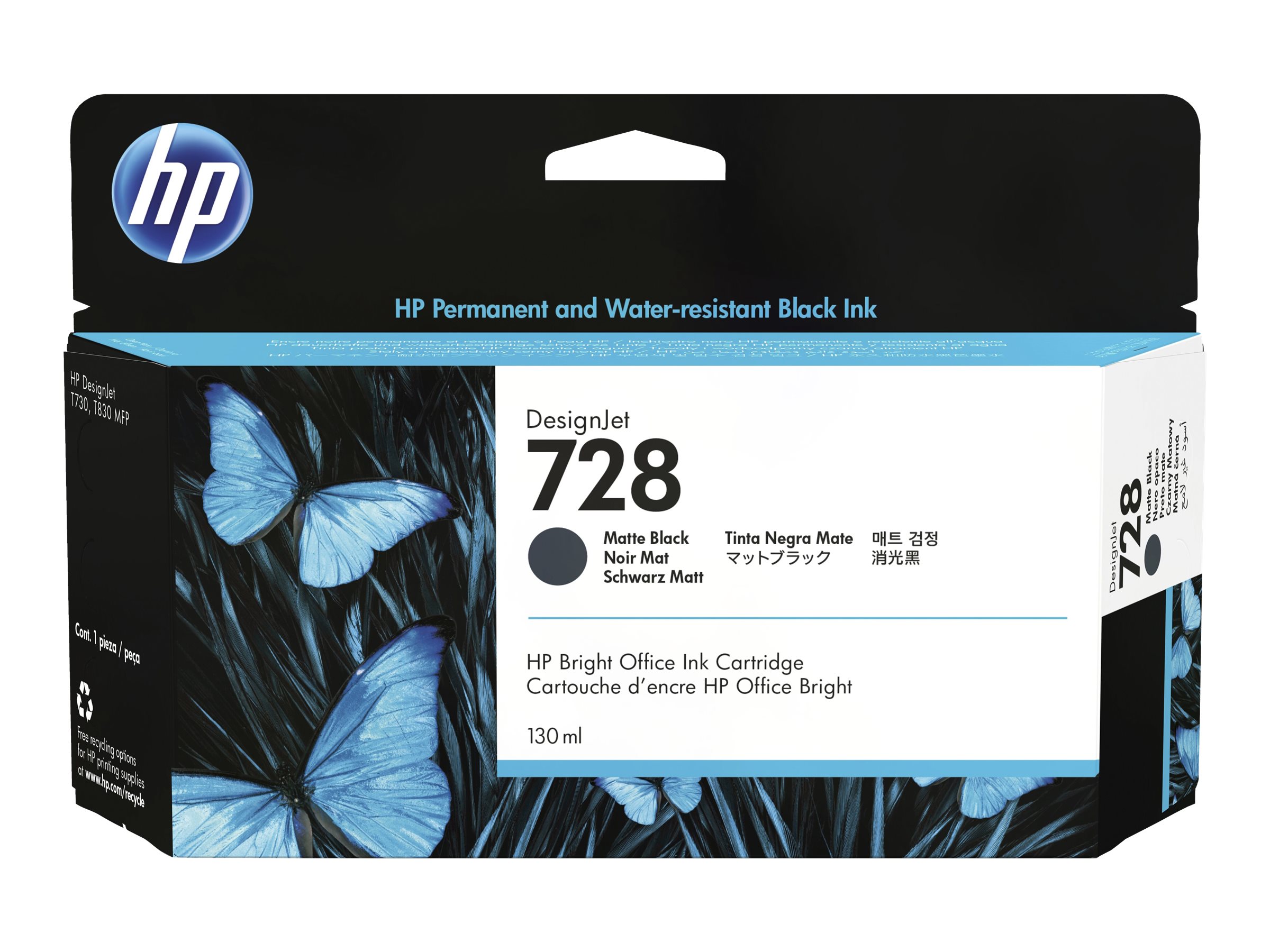 HP 728 130-ml Matte Black DesignJet Ink Cartridge HP 728 130-ml Matte Black DesignJet Ink Cartridge