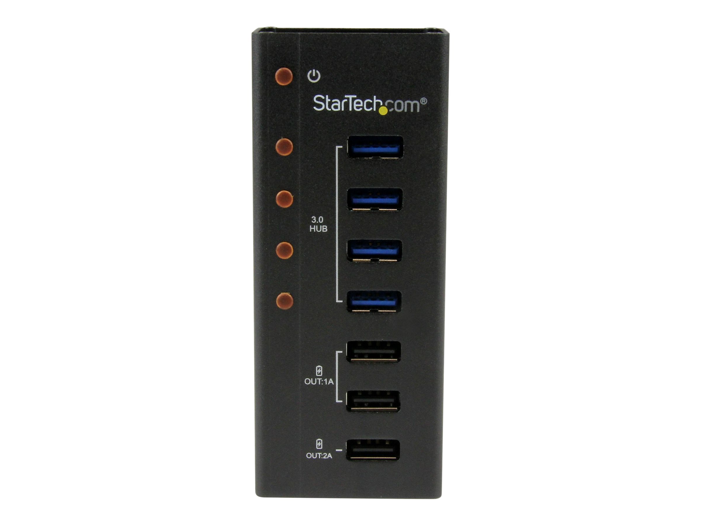 STARTECH.COM 4 Port USB 3.0 Hub plus 3 Ladeanschluessen (2x 1A & 1x 2A) - Metallgehaeuse zur Wandmontage - USB Hub mit Ladeports
