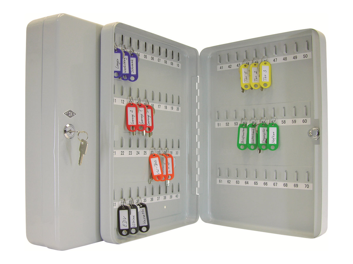 WEDO Schluesselkasten grau mit 70 Haken Sicherheitsschloss WEDO Schluesselkasten grau mit 70 Haken Sicherheitsschloss