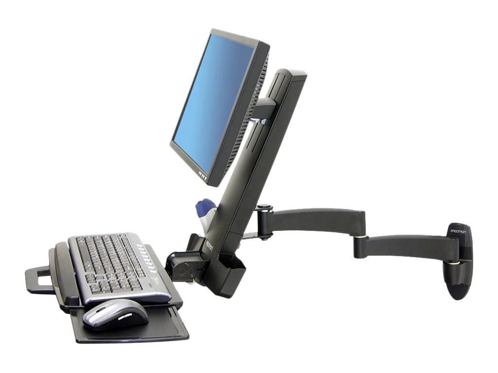 ERGOTRON Combo Arm der Serie 200 schwarz fuer LCD bis 61cm 24 Zoll Tastatur Maus Handballenauflage und Barcode Lesegeraet