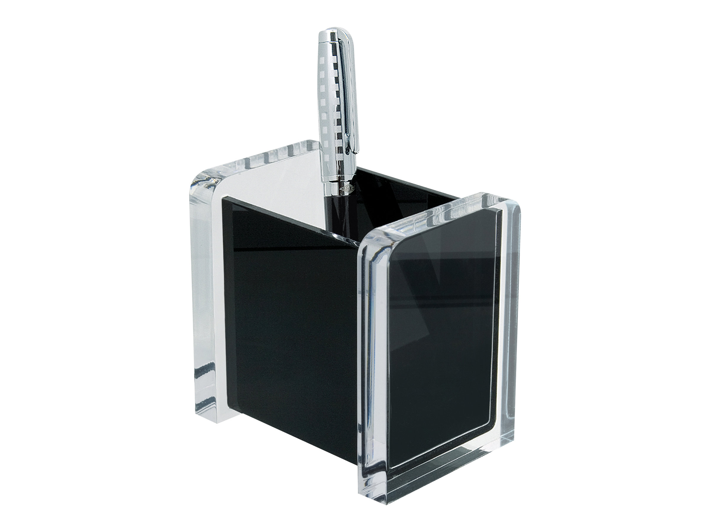 WEDO Stiftehalter Acryl Exklusiv glasklar/schwarz Acryl 9,4 x 6,5 x 9,4 cm