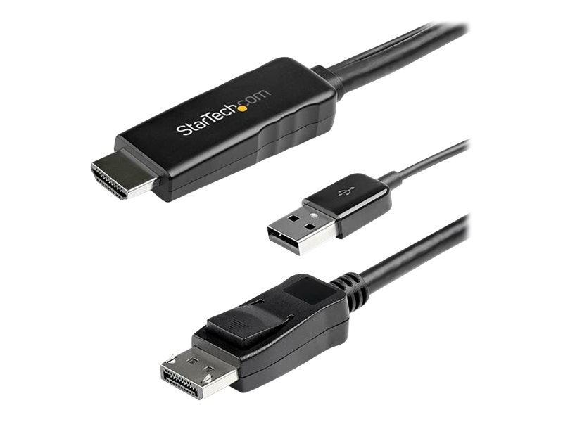 STARTECH.COM 2m 6.6ft HDMI to DisplayPort Adapter Cable with USB Power - 4K 30Hz Active HDMI 1.4 to DP 1.2 Converter HD2DPMM2M