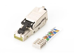 DIGITUS Geschirmter RJ45-Stecker zur Feldkonfektionierung AWG 22-27 10 GBit Ethernet PoE+ Staubschutzkappe Knickschutz