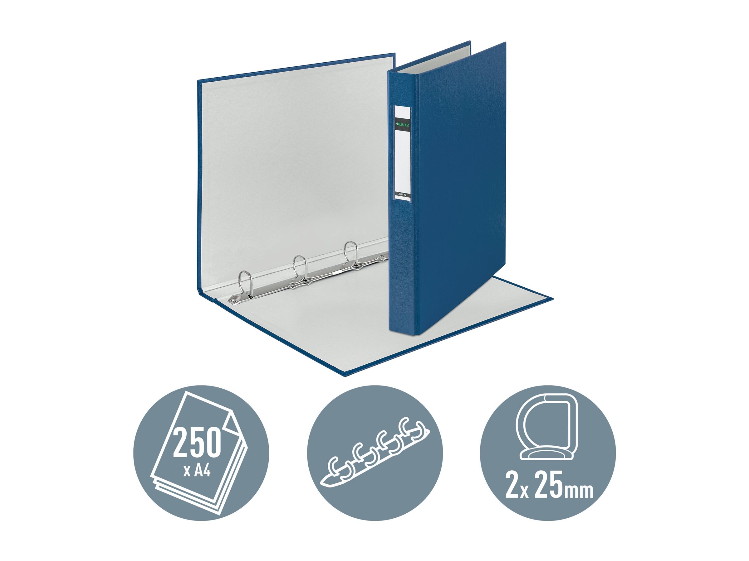 LEITZ 4212 Ringbuch 4-Ringe blau 4,0 cm DIN A4
