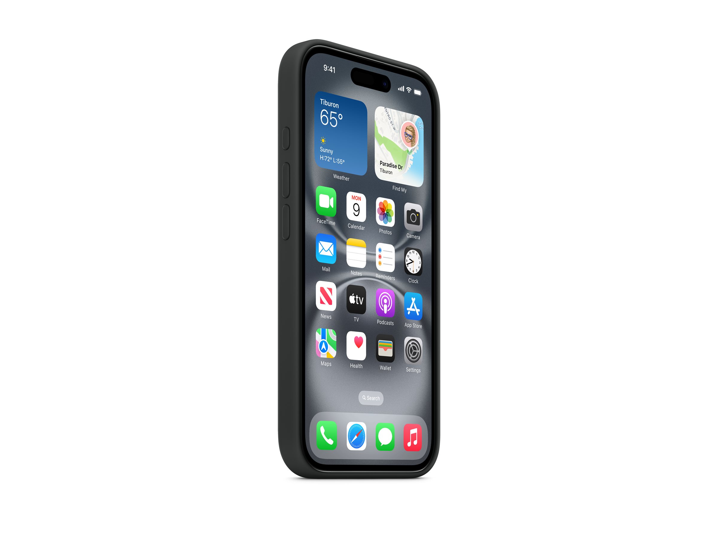 Apple Silikon Case iPhone 16 mit MagSafe (schwarz)