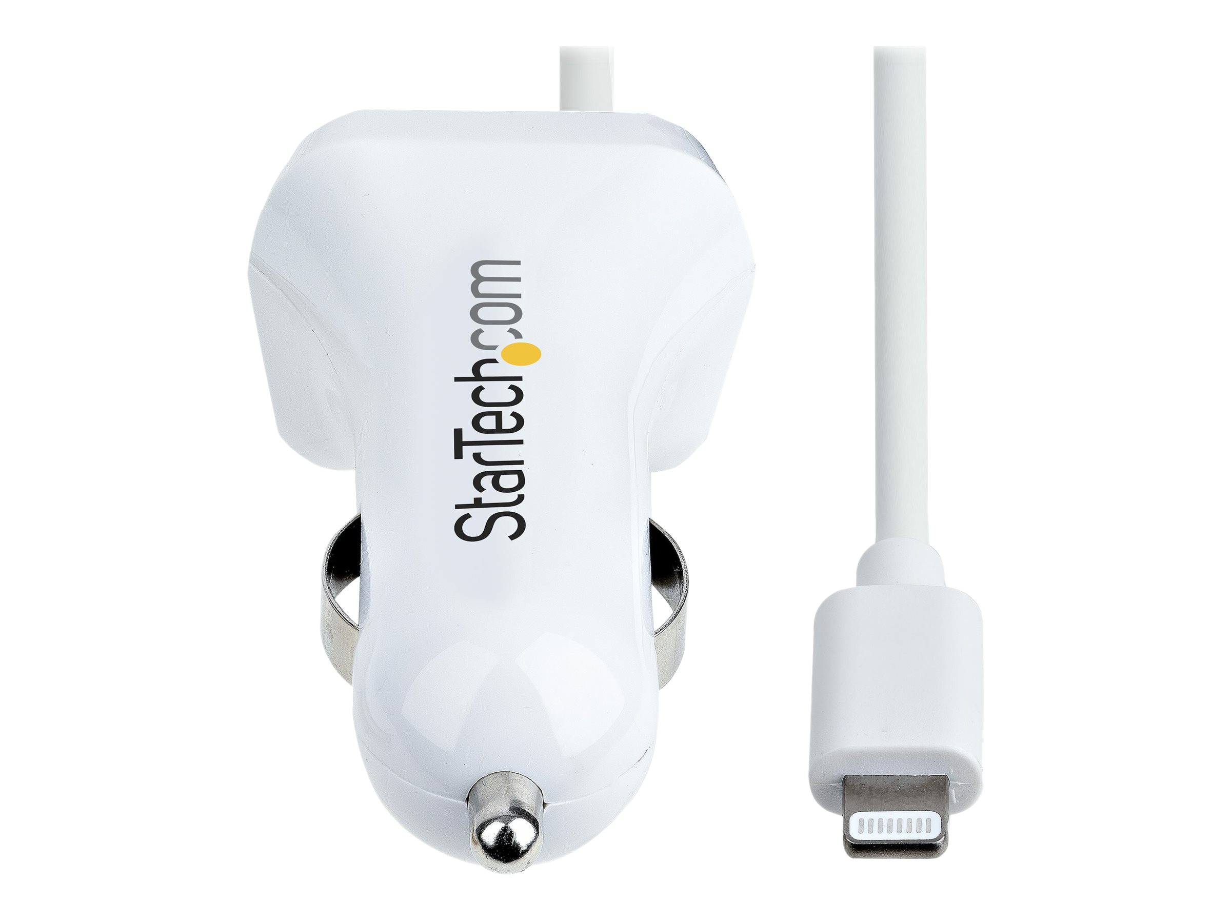 STARTECH.COM Zigarettenanzünder USB Ladegerät mit Lightning Spiralkabel 12W 2 Port USB Auto Ladegerät Adapter Kfz USB