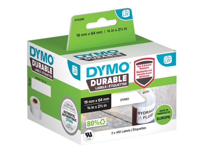 DYMO Etikettenrollen für Etikettendrucker 1933085 weiÃ, 19,0 x 64,0 mm, 2 x 450 Etiketten DYMO Etikettenrollen für Etikettendrucker 1933085 weiÃ, 19,0 x 64,0 mm, 2 x 450 Etiketten
