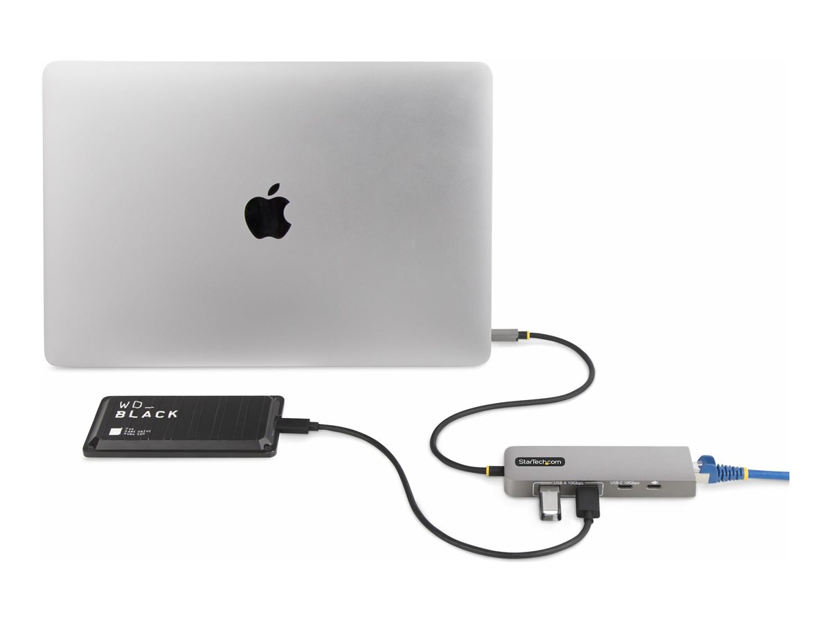 StarTechcom 3Port USBC Hub, 25GbE,100W Power Delivery, USB 32 10Gbps Hub kompakt 1 x USBC 3 x USB 31 1 x 25GBaseT Desktop