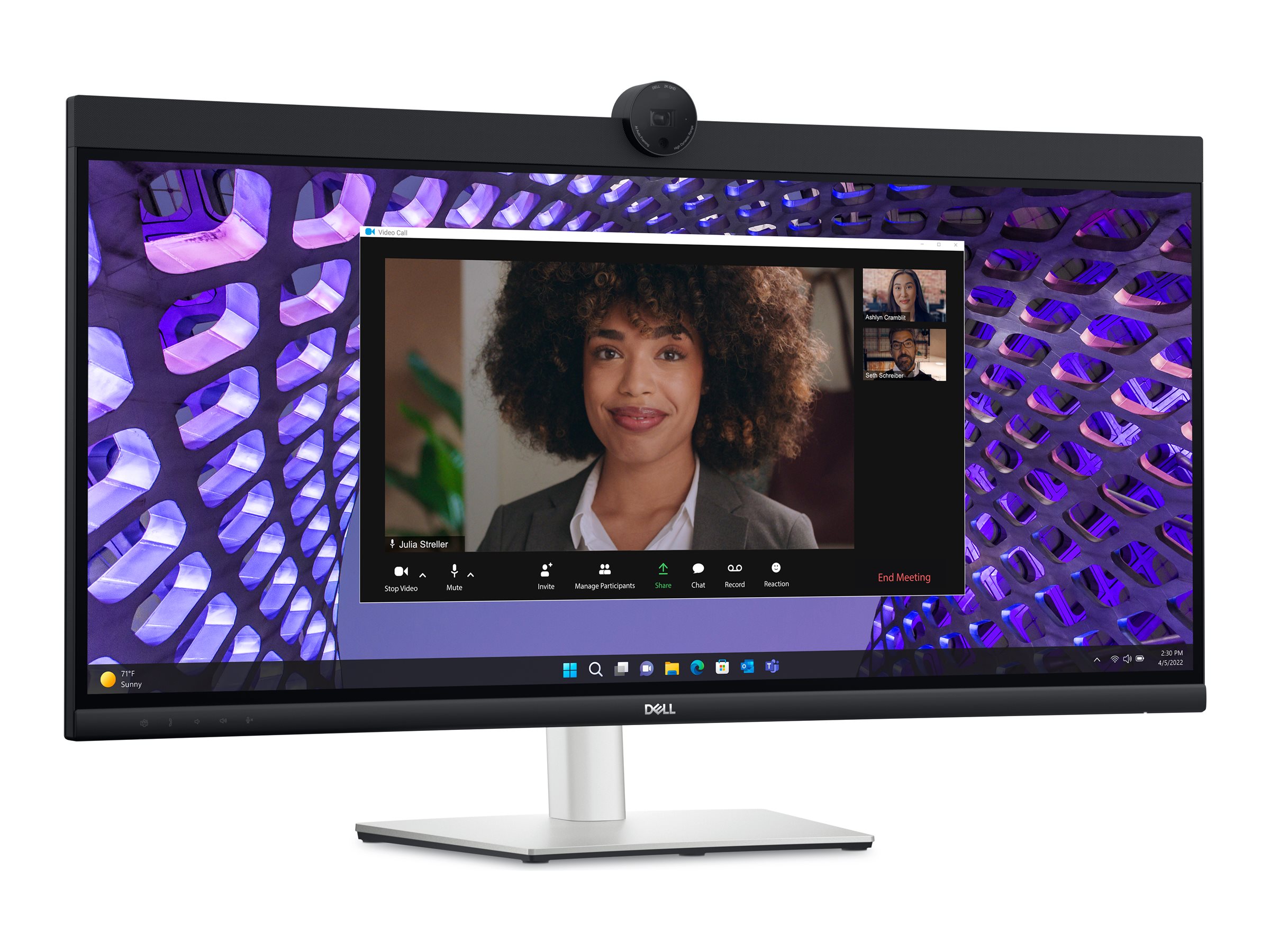DELL 34 Curved Video Conferencing Monitor P3424WEB 86,71cm 34,14Zoll IPS 3440x1440 60Hz 21:9 300cd/m2 HDMI DP USB