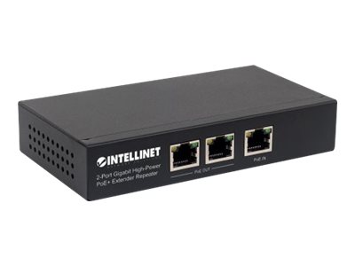 INTELLINET 2 Port Gigabit PoE+ Extender IEEE 802.3at/af verlaengert die Reichweite einer PoE-Verbindung um zusaetzliche 100m Metall