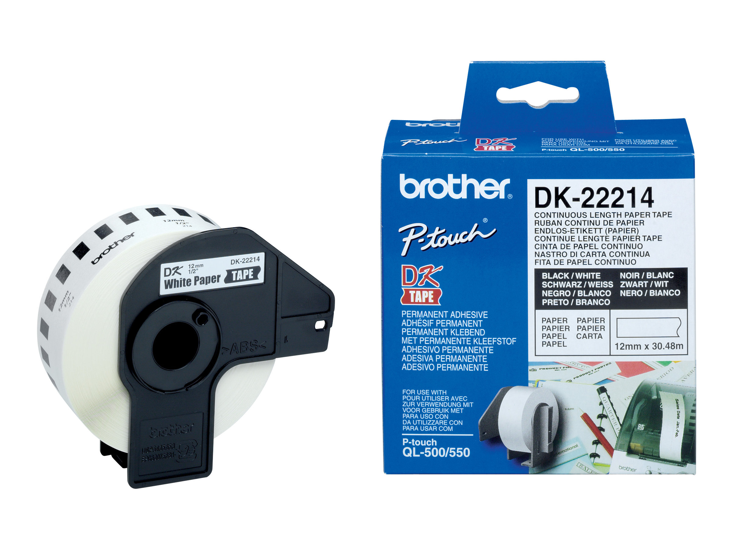 DK22214 BROTHER PT QL550 ETIKETTEN WEISS