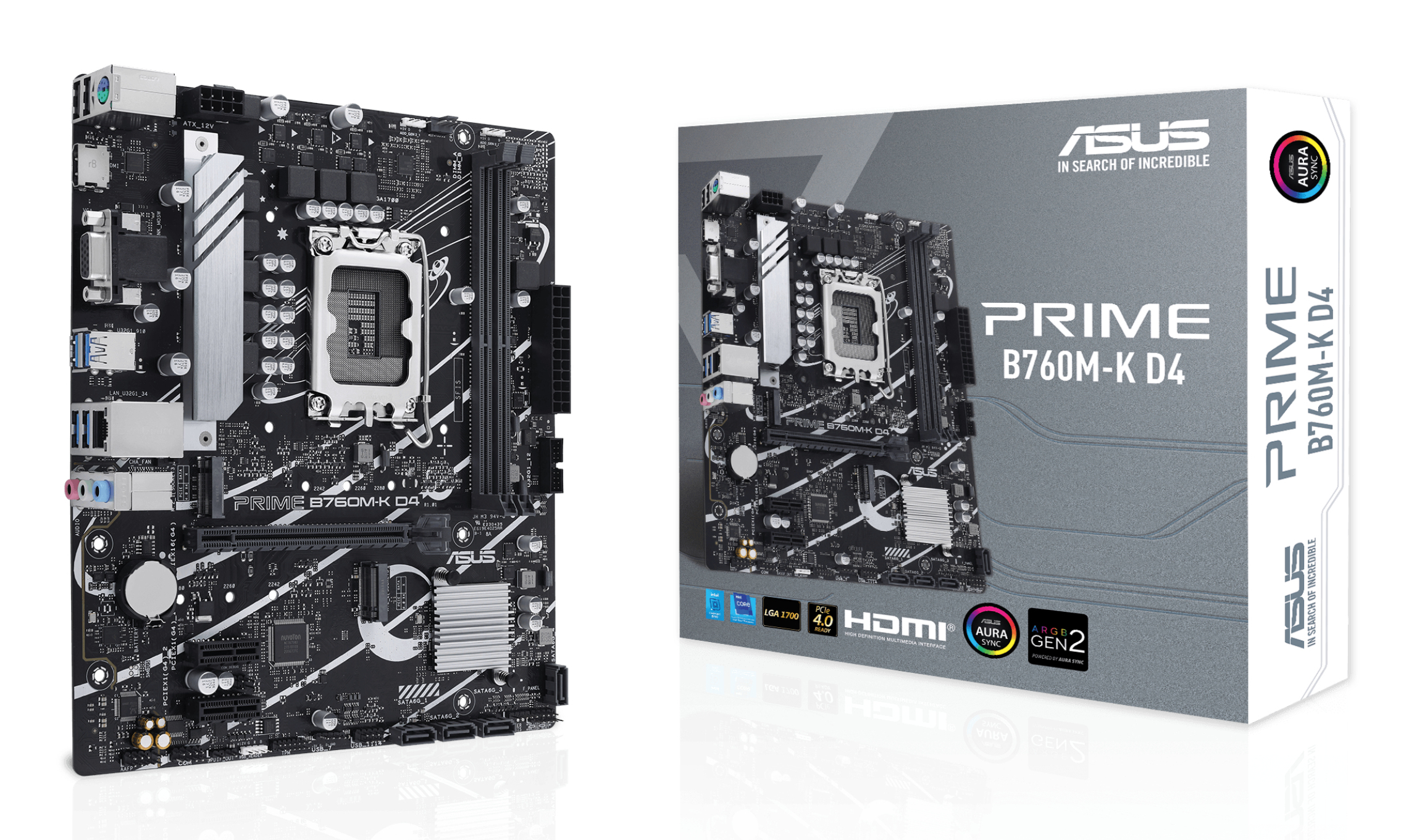 ASUS PRIME B760MK D4 LGA1700 microATX MB 2xDDR4 4xSATA 2xM2 1xDSub 1xHDMI 20