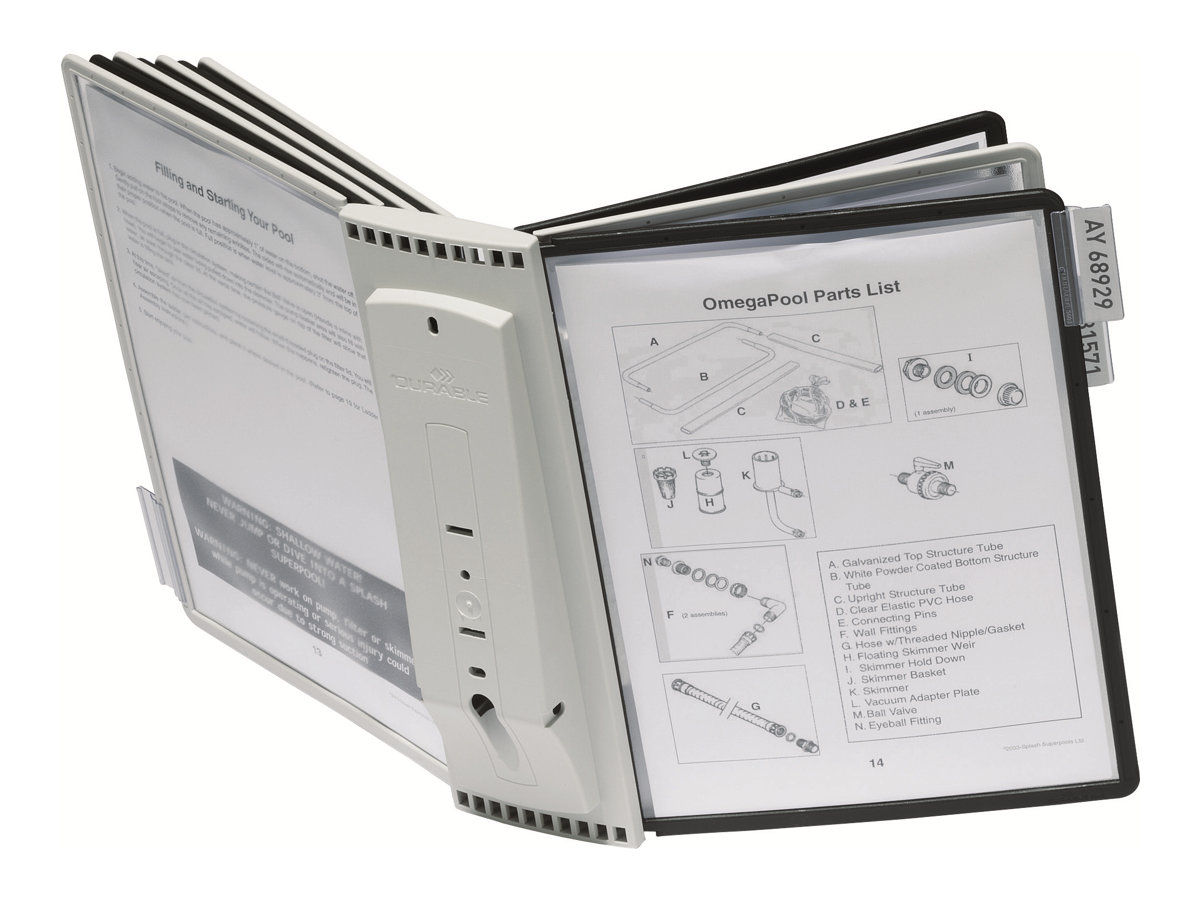 DURABLE Sichttafelsystem SHERPA Display System Wall 10 563122 DIN A4 farbsortiert mit 10 St Sichttafeln, 1 St