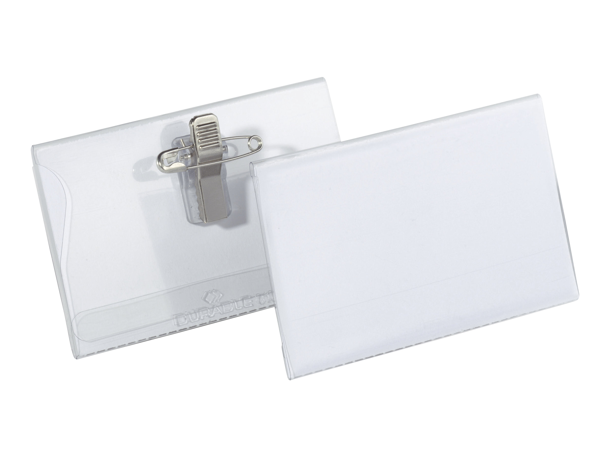 20 DURABLE Namensschilder mit Kombiklemme 9,0 x 5,4 cm