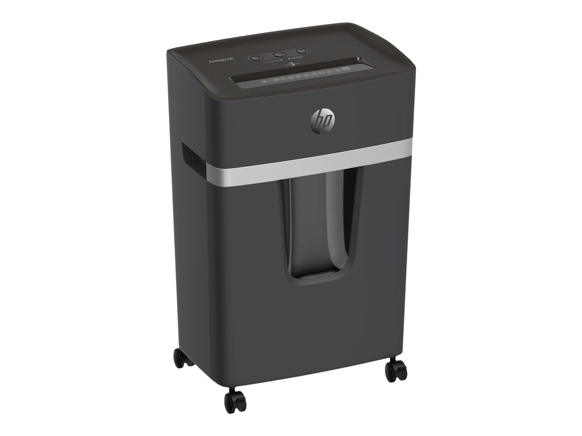 HP Pro Shredder 10MC Aktenvernichter mit Partikelschnitt P-5, 2 x 15 mm, bis 10 Blatt, schwarz