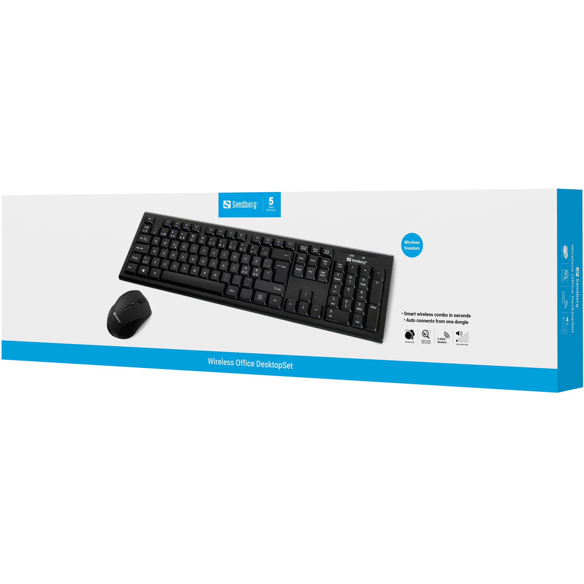 SANDBERG DesktopSet Tastatur‑Maus‑Set kabellos