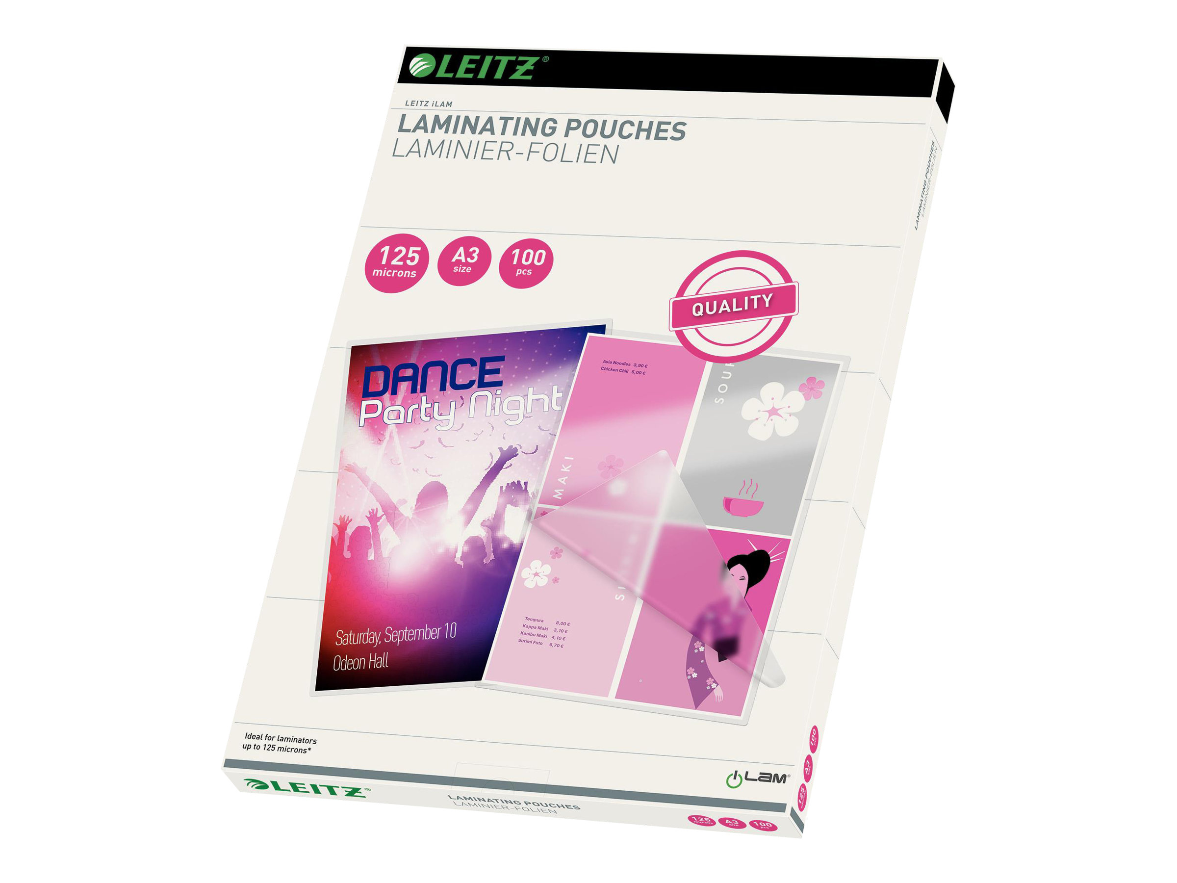 100 LEITZ Laminierfolien glänzend für A3 125 micron 100 LEITZ Laminierfolien glänzend für A3 125 micron
